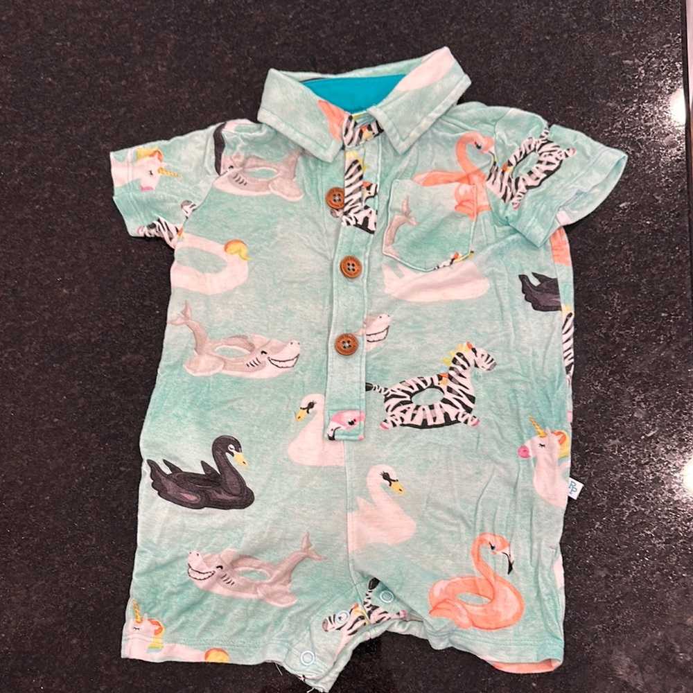 Posh Peanut Mint Animal Print Romper